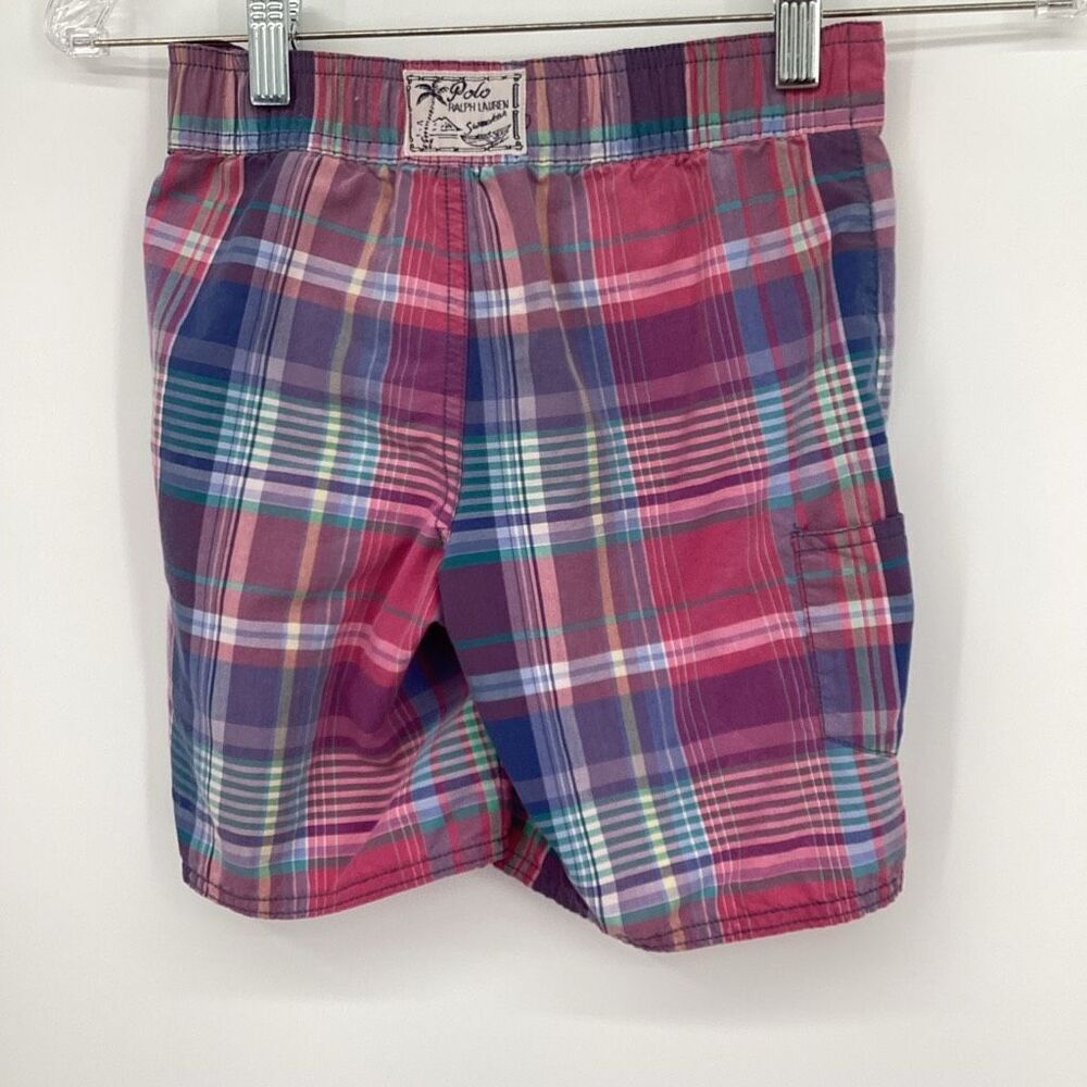 Boys Polo Ralph Lauren Plaid Swim Trunks -6 madras - Picture 2 of 4